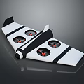 Black And White Fixed Wing Drone Featuring Four Red Propellers Design 3d model
