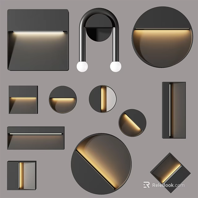 Modern Wall Lamps Various Designs Square Round Rectangular Shapes with Warm Illumination for Interior Decoration 3d model