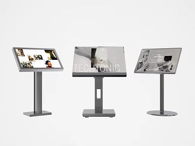 Modern Technic Digital Display Stands With Information And Images On Screens 3d model