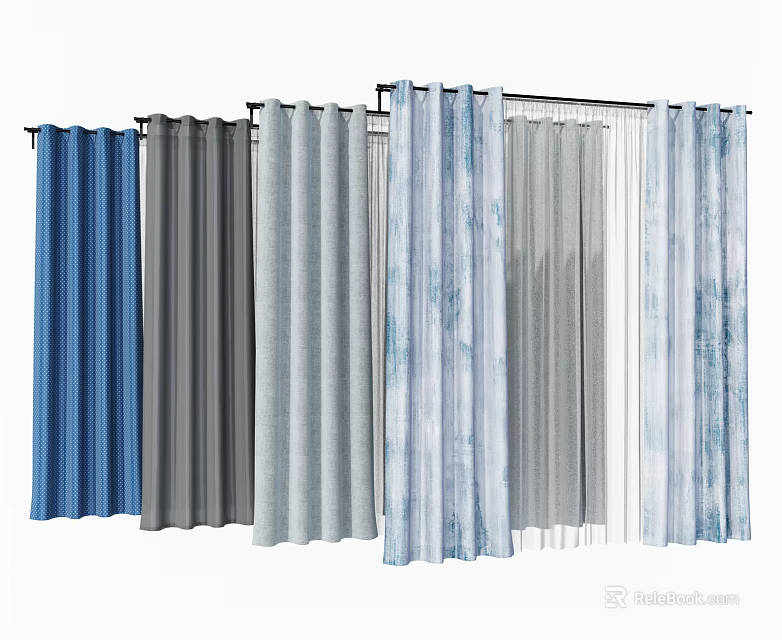 Multiple Color Curtains With Different Textures And Styles For Home Decoration 3d model 