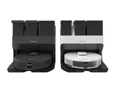 Smart Robotic Vacuum Cleaners In Different Styles With Charging Docks 3d model