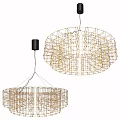 Modern Golden Wireframe Chandeliers With Geometric Design For Interior Decoration 3d model