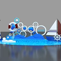 Nautical Themed Decor With Lighthouse Sailboat Lifebuoy Circles Dolphin And Ocean Elements