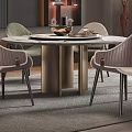 Modern Restaurant Interior With Round Dining Table Upholstered Chairs Pendant Lights And Scenic Window View