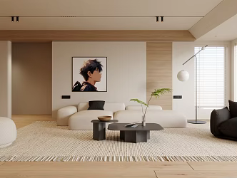 Minimalist Cream Style Living Room 3d model