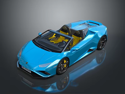 Blue Convertible Sports Car With Yellow Interior And Sleek Exterior Design 3d model
