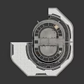 Sci-Fi Metallic Circular Platform Structure With Central Core And Grid Details