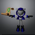 Hedgehog in Blue and Black Armor With Helmet Holding Orange Scroll And Green Question Mark