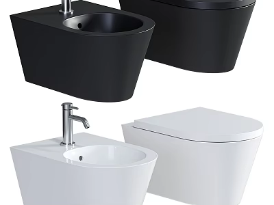 Modern Wall Mounted Toilet Design With Black And White Sink And Sleek Finish 3d model