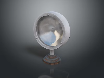 Industrial Style Round Metal Lighting Fixture With Sturdy Base And Reflective Design 3d model