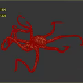 Colorful Octopus 3D Model With Stretched Purple And Blue Tentacles On Dark Background