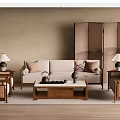 Quiet New Chinese Sofa Tea Table 3d model