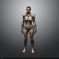 Woman In Silver Warrior Armor Full Body Standing Pose With Detailed Design