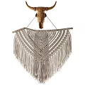 Handmade Macramé Wall Hanging With Fringe Design For Bohemian Home Decor