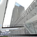 Modern Tall Office Buildings With Glass Curtain Walls And Blue Sky Reflections