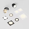 Various Styles of Downlights and Spotlights with Round Square Shapes for Indoor Ceiling Lighting Decoration