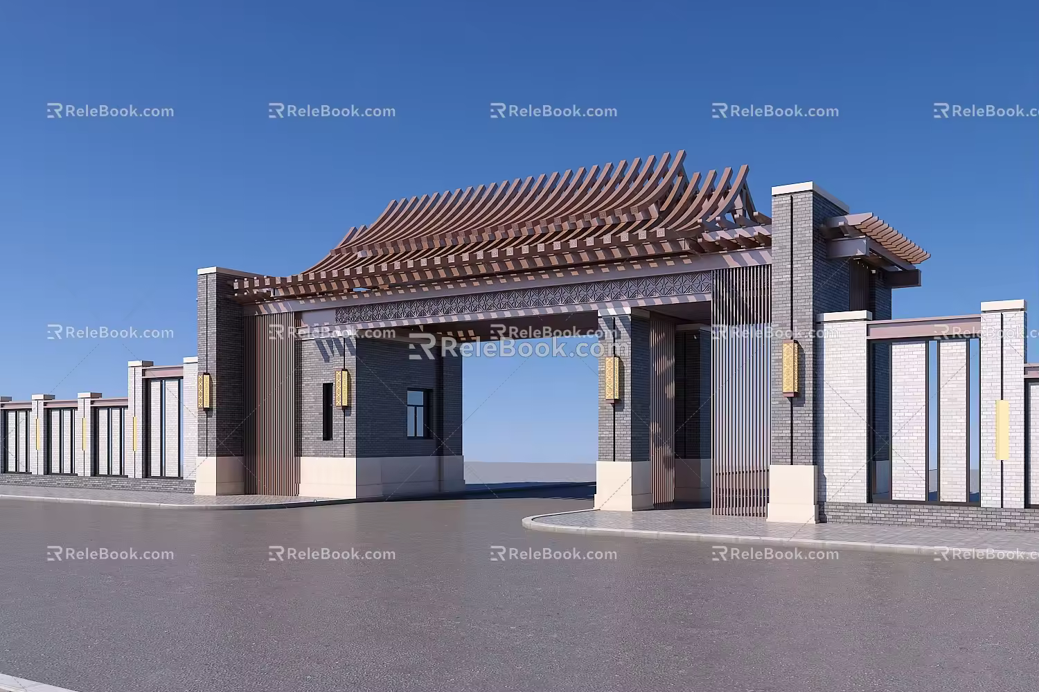 new chinese style gate 3d model