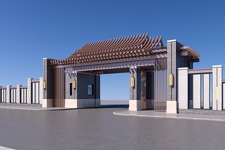 new chinese style gate 3d model