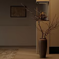 Bonsai Plant Decorative Branches In Ceramic Vase For Indoor Wooden Floor Setting
