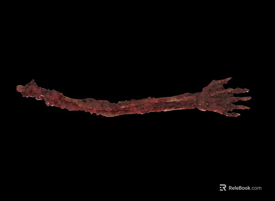 Dark Red Limb of Mysterious Biological Creature With Rough Segmented Surface on Black Background 3d model