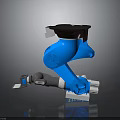 Blue Robotic Arm Design With Black Top Component Gray Joints And White Base Structure 3d model