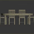 Wooden Round Dining Table With Six Chairs White Placemats And Woven Mats