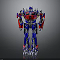 Red Blue Silver Robot Figure With Mechanical Armor Joints And Detailed Structure