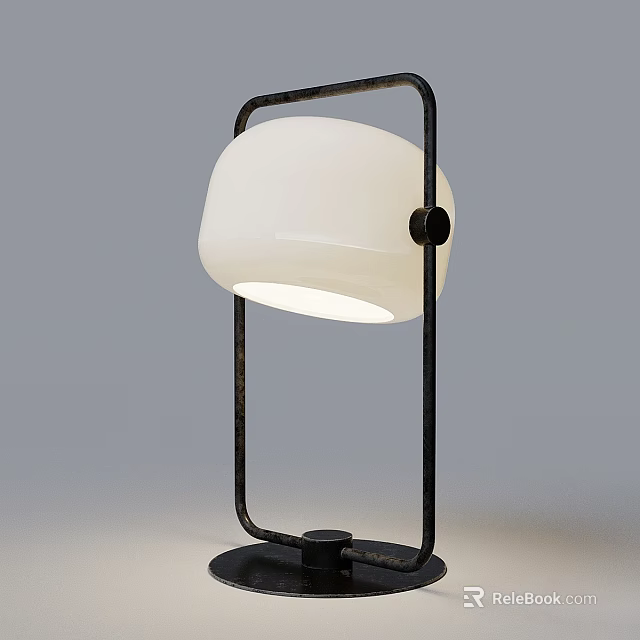 Modern Table Lamp With White Lampshade And Black Metal Frame For Contemporary Home Decor 3d model 