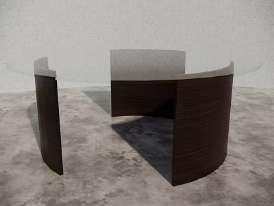 Modern Curved Reception Desk With Wooden Panel And Glass Top Surface 3d model