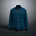 Blue Jacket With Stand Collar Diamond Pattern And Striped Design 3d model