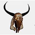 Carved Bull Skull Animal Wall Decor With Intricate Symbols And Floral Patterns