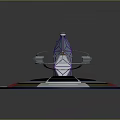 Rotating Display Equipment 3D Model Featuring Circular Multicolored Base And Central Spire Cabins
