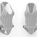 Gray Mesh Bodysuit With Open Back Design And Waist Strap Details