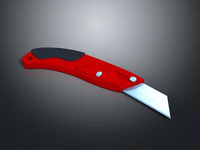 Practical Household Utility Knife With Red Handle Black Grip And Silver Blade 3d model