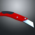 Practical Household Utility Knife With Red Handle Black Grip And Silver Blade