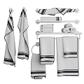 White Bathroom Towel Racks With Multi Layer Design And Striped Towels