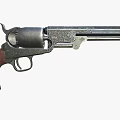 Old Fashioned Revolver With Engraved Metal Parts And Wooden Handle