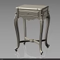 Elegant Cream Wooden Side Table With Carved Curved Legs And Drawer Design