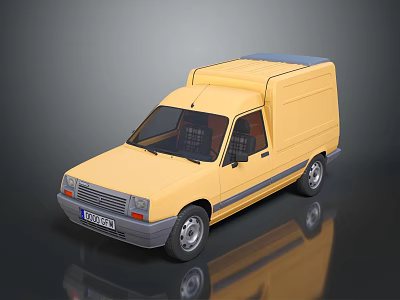 Yellow Compact Cargo Van Featuring Smooth Exterior And Functional Design 3d model
