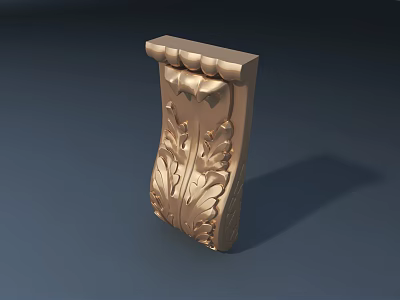 Road Facilities Decorative Carved Component With Golden Finish And Floral Patterns 3d model