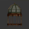 Wooden Decorative Display Stand With Octagonal Glass Dome Top 3d model