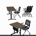 Modern Office Desk With Wooden Top Matching Chair And Mobile Wheels For Workspace