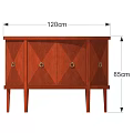 Traditional Wooden Sideboard Cabinet With Diamond Pattern Doors And Brass Handles