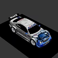 Mercedes 2005 DTM Race Car Featuring Blue White Livery Aerodynamic Design And Original Tele Logos