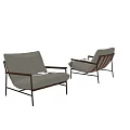 Modern Upholstered Lounge Chairs with Striped Design and Black Metal Frame