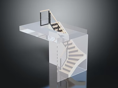 Spiral Staircase Architectural Model With Steps Handrail And Clear Structure 3d model