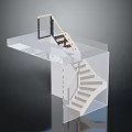 Spiral Staircase Architectural Model With Steps Handrail And Clear Structure