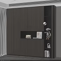 Modern Wooden Entryway Side Cabinet With Lighting And Open Shelves For Decorative Storage