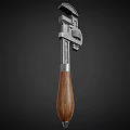 Durable Adjustable Wrench Hardware Tool With Wooden Handle And Metal Body