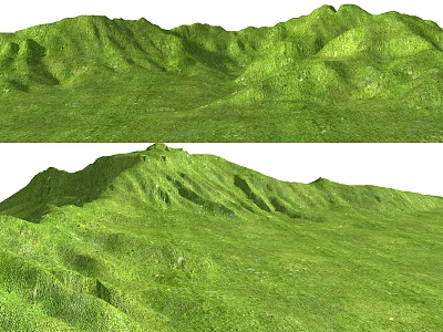 Green Rolling Hills Garden Landscape With Lush Grass And Natural Terrain 3d model